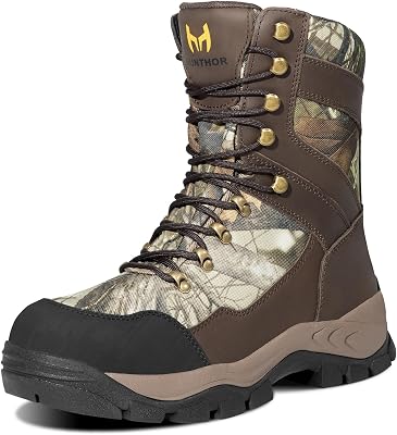 Hunting Boots for Men, Leather with EVA Midsole, Insulated Waterproof Hiking Next Camo G2 Outdoor Boots, Lightweight and Breathable Shoes for Outdoor Activities Size, 7-14