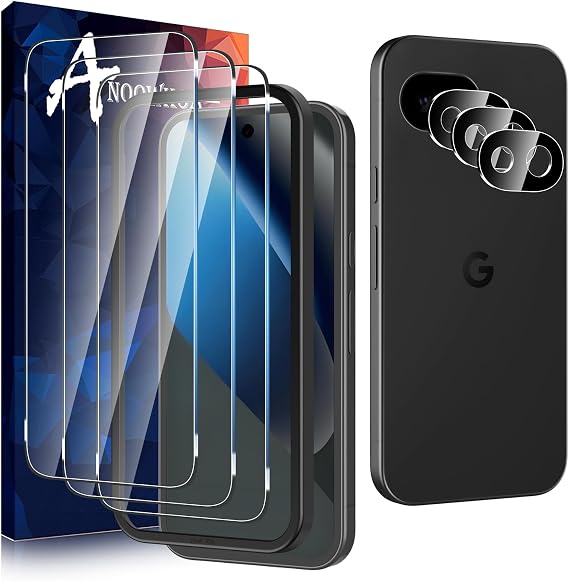 Anoowkoa 3 Pack for Google Pixel 10a(6.3 inch) Screen Protector Tempered Glass Flim with 3 Pack Camera Lens Protector.9H Hardness.Bubble-free.Support Fingerprint Unlock.Easy Installation
