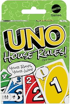 Mattel Games UNO House Rules Card Game for Family Night, Game Night, Travel, Camping & Party, HRL31