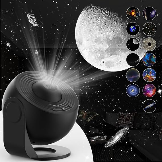 Planetarium Projector Light, 13 in 1 HD Zoom, Starry Sky Northern Lights, Star Projection Lamp, 3D Effect Projection, 360° Rotation, Timer Included, Interior Light, Galaxy Light, Christmas, Home, Room Decoration, Kids, Gift, Black