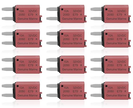 10A Low Profile Mini Fuse Kit Automotive 10A ATM Manual Reset Circuit Breaker Fuses for Boat, RV, Car, Truck, DC 12V/32V 10 Amp Manual Resettable Blade Assortment Kit with Resettable Fuses