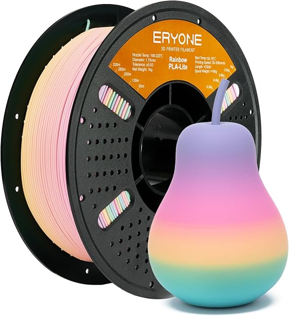 ERYONE PLA Lite Rainbow 3D Printer Filament, Guava Color Changing Filament 1.75mm, Multicolor PLA for 3D Printing, Gradient 1KG Spool (2.2 lbs) Fit Most FDM Printers