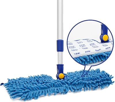 JINCLEAN 18 Microfiber Floor Mop | Dual Side Different Action Dust Mop Dry to Attract Dirt, dust, pet Hair Or Hardwood Floor Clean, Telescopic Aluminum Pole Adjust Height max 51