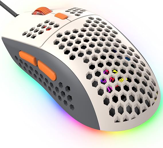 383 PRO M8 Ultralight Wired Gaming Mouse, Lightweight Honeycomb Shell, 6 RGB Breathing Backlit Mice, 6 Adjustable DPI 6400, USB Optical Model Aerox Mice for Win10/XP/Xbox/PS4/PS5/Mac/HP/Acer