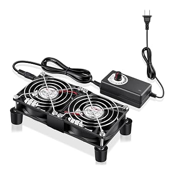 Wathai 80mm x 25mm Computer Fan with AC Plug, Dual Ball Big Airflow Variable Speed Controller AC 110V 120V 240V for PlayStation Router Laptop PC Receiver DVR Xbox Modem AV Cabinet Electronics Cooling