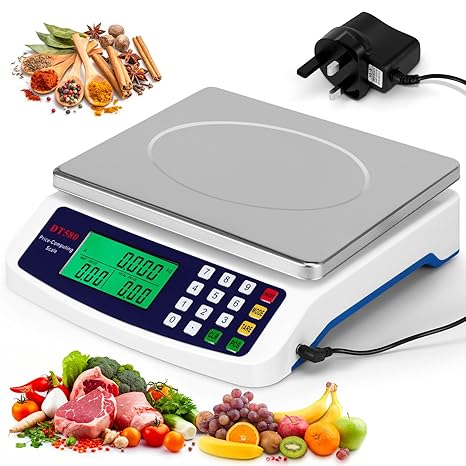 Commercial Scale 30kg/1g with LCD Display and 2 Power Supply Methods | Electronic Kitchen Scale Multifunctional Digital Food Scale for Baking Bread Cooking Shop Retail