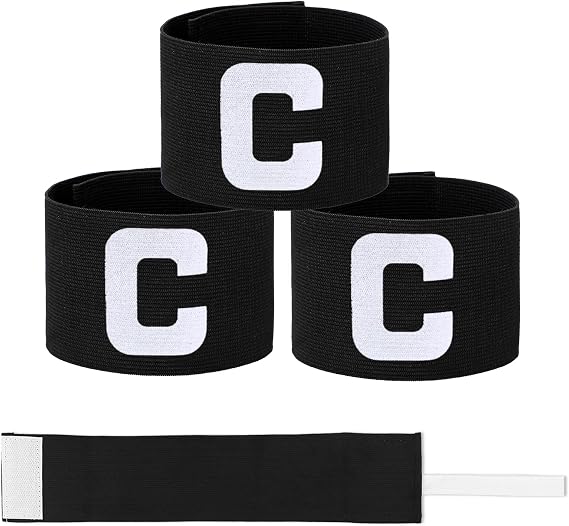 3PCS Secure Fit Sports Armband with Adjustable Elastic Strap, Black Football Soccer Captain Armband for Adult & Youth Team Sports, Rugby, Basketball, Volleyball, 7x33 Cm/2.75x13 Inch