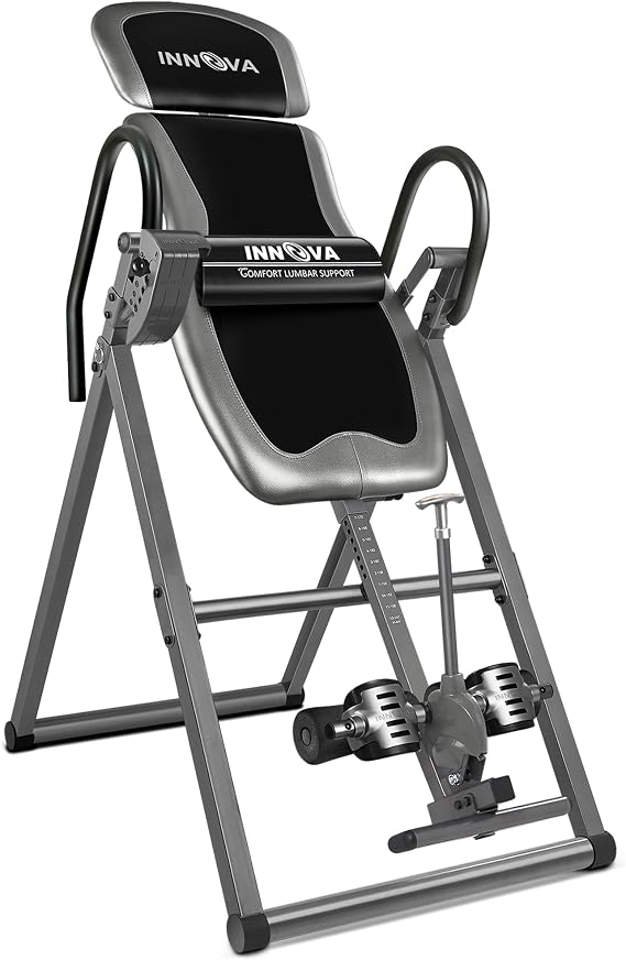 Innova Health and Fitness Inversion Table with Adjustable Headrest, Reversible Ankle Holders, and 300 lb Weight Capacity