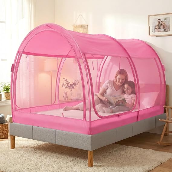 Dream Tents Bed Mosquito Net Bed Tulle, Shelter Cabin, Indoor Privacy and Warm, Breathable Easy to Install Mosquito Net Twin Size, For Child and Adult, Patent Expected (Not Included in Mattress)