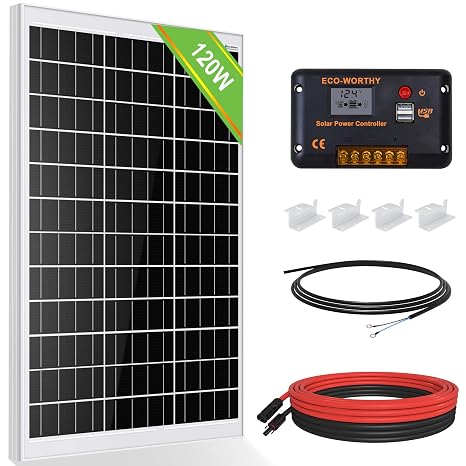 ECO-WORTHY 12V 120W Mono Solar Panel Kit for Caravan Campervan Off-Grid