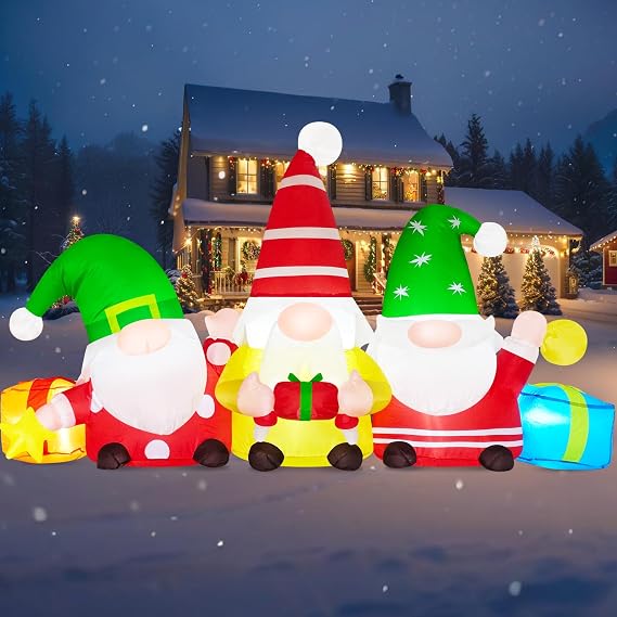 Danxilu 6FT Christmas Blow Up Gnome Inflatable Decoration with Glowing LEDs