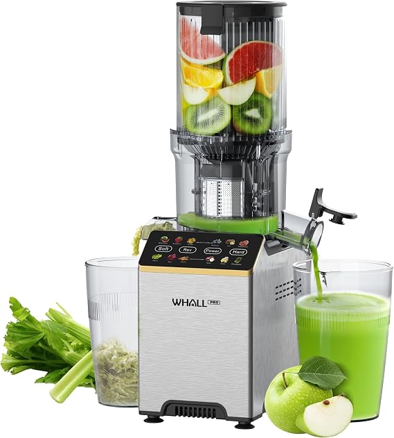 Cold Press Juicer, Slow Masticating Juicer with Touch Screen, Gray | Wide Feed Chute for Whole Fruits, Max Juice Yield with Separation, 2 Modes & Reverse, Quiet Operation, Easy to Clean