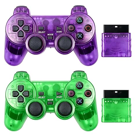 PS2 Controller,2 Packs Wireless Controller Compatible with PS2/PS2 Slim/PS1