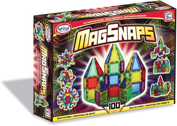POPULAR PLAYTHINGS Mag-Snaps Magnetic Construction Set, 100 Pieces | for Kids Ages 3 & Up, Stem Building Toy, Gifts, for Children and Classrooms