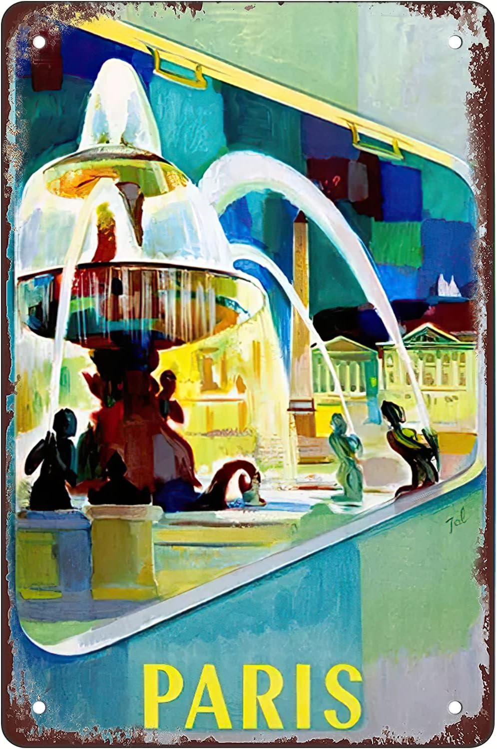 Votabell Funny tin Sign vist France Paris Vintage Travel Poster United air Lines for Home, Bars, Restaurants, cafes, Caves, Retro war Posters Wall Decor 12X8 inch