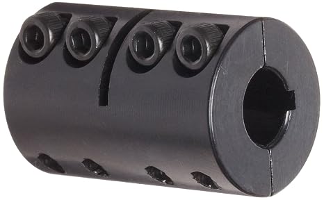 Ruland SPC-22-22-F Two-Piece Clamping Rigid Coupling with Keyway, Black Oxide Steel, 1-3/8" Bore A Diameter, 1-3/8" Bore B Diameter, 2-1/2" OD, 3-5/8" Length, 5/16" x 5/16" Keyway Width