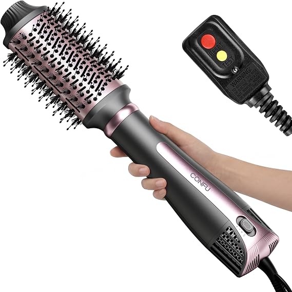 CONFU Blow Dryer Brush, 4-in-1 Styling Tools Hair Dryer and Styler Volumizer with Negative Ion Anti-frizz Blowout, Hot Air Brush for Drying, Straightening, Curling