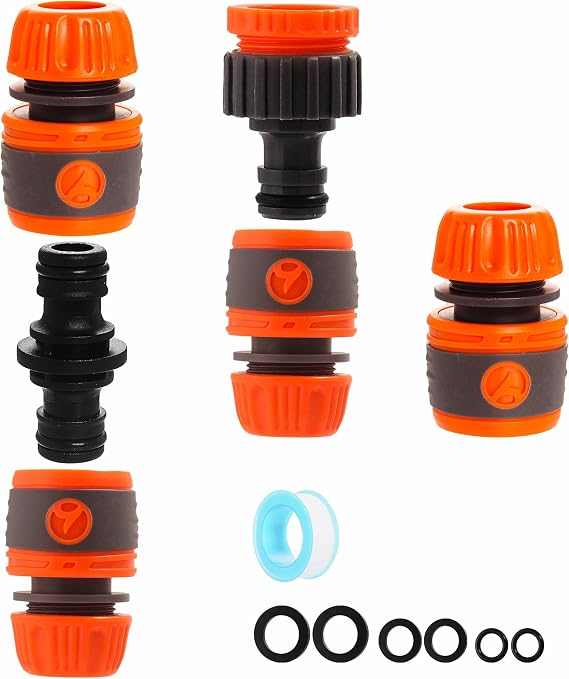 Garden Hose Pipe Connectors and Fittings Set - Outside Garden Hose Tap Connector Hose Pipe Connector, Hosepipe Connectors to Outdoor Tap Connectors Adapter for Taps G 3/4" and 1/2" inch