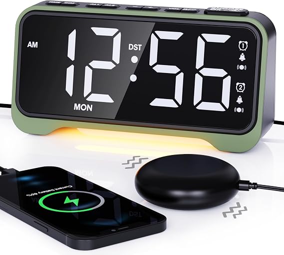 ROCAM Vibrating Alarm Clock for Heavy Sleepers with Powerful Bed Shaker