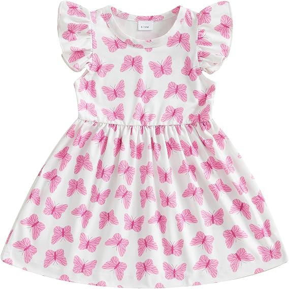 Toddler Baby Girls' Dresses Kid Little Girls Summer Outfit Casual Cartoon Round Neck A-Line Beach Dresses