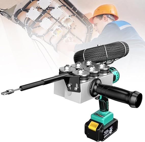 Automatic Wire Stringing Machine Battery Automatic Fish Tape Tools Wire Threading Electric Cable Lead Pipe Wearer Stringing Machine Wall Electrical Wire Threader, Cable Threading Tool,1*Battery