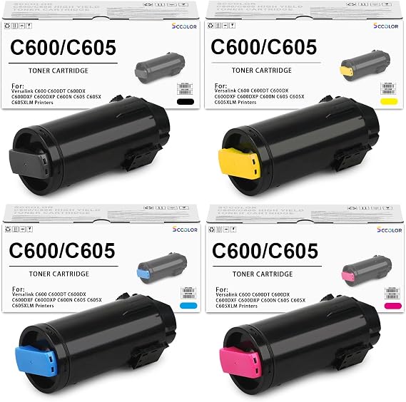 C600 C605 Toner Cartridge High Yield 4-Pack