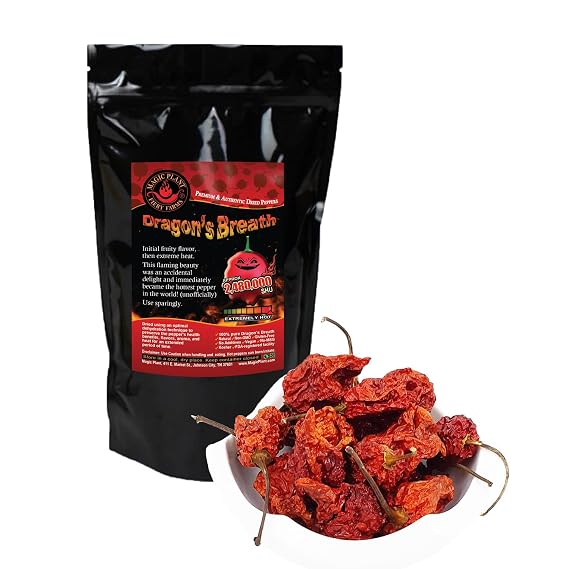 Magic Plant Dragon's Breath Pepper Whole Pods - 4 oz, Intensely Hot Dried Red Chiles - 1.2M to 2M+ SHUs, No Additives