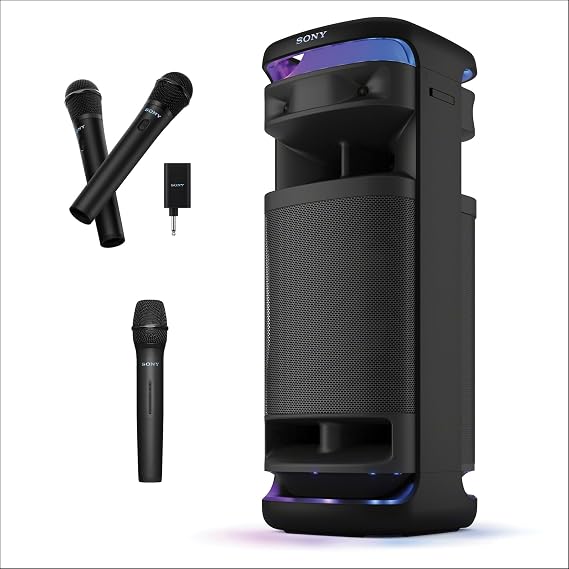 Sony ULT Tower 10 Bluetooth Karaoke Party Speaker with Powerful Bass, 360 Sound and Party Lights, Included Wireless Microphone New + ULT MIC Wireless Mic