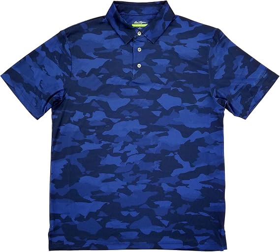 Ben Hogan Mens Blue Camouflage Short Sleeve Performance Polo Shirt