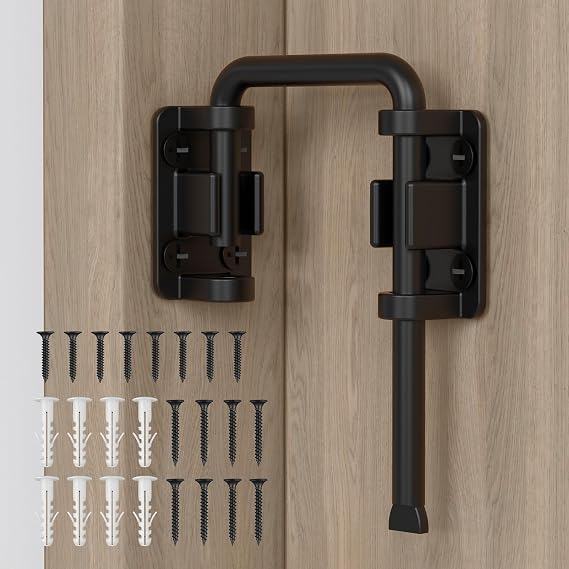 Sliding Door Loop Lock, 2-3/8 Inch Door Latch Lock, Black,1PC
