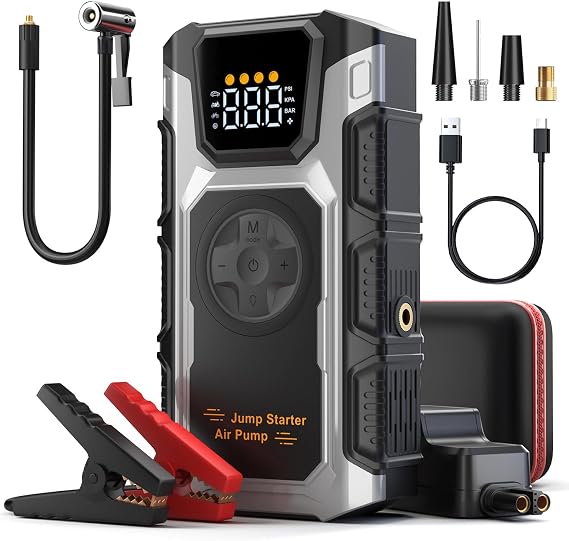 Jump Starter with Air Compressor, 5500A Portable Car Battery Booster