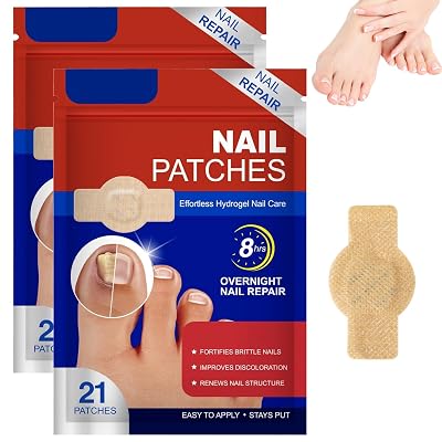 Nail Patches, 8-Hour Overnight Treatment, Fast-Acting Toenail Repair Patches, 21 Patch,for Damaged Nails Foot Nails Repair and Care,Strengthens Brittle Nail 21 Patch2