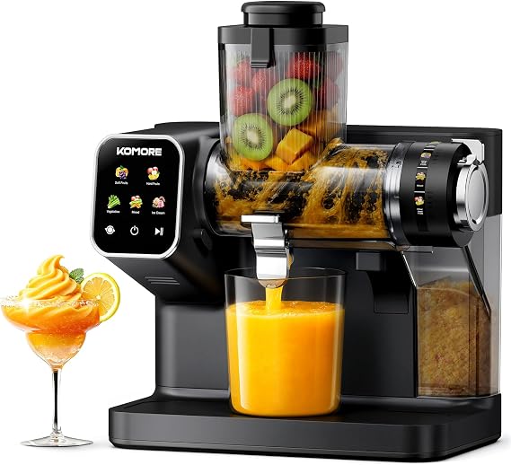 Cold Press Juicer, 3-in-1 Juicer Machine, Masticating Juicer, Black