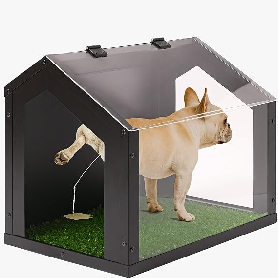 Stylish Indoor Dog Potty with High Walls, Durable Washable Fake Grass Mat, Splash Guard Design for Mess-Free Diagonal Peeing Blends with Home Decor, Ideal for Indoor & Balcony Use