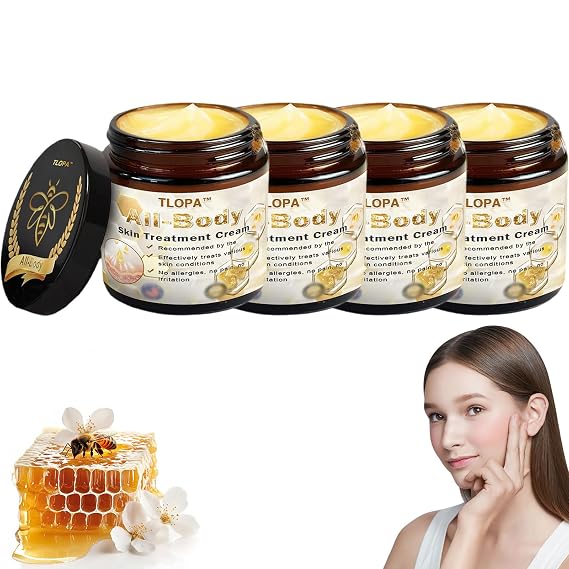 TLOPA Powerful All-Body Skin Treatment Cream, 2025 New Professional Bee Venom Cream, TLOPA Bee Venom Skin Treatment cream-50g for All Types (4 Bottle)