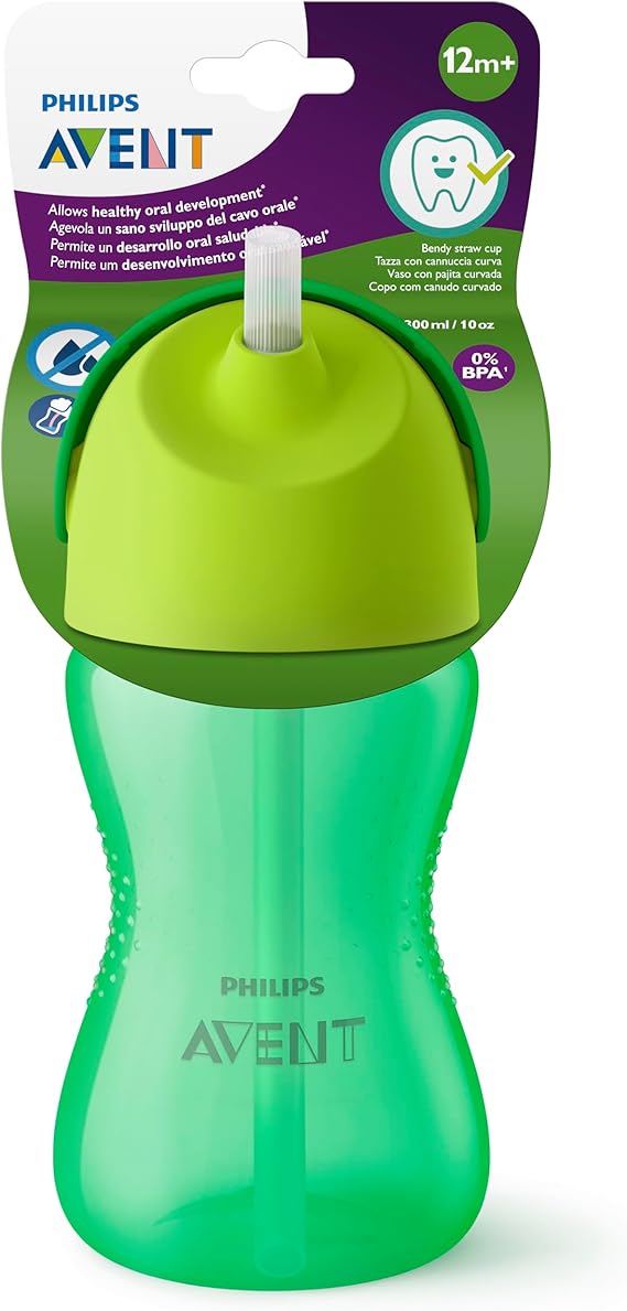 Philips Avent Pipetli Bardak, 12 Ay+, 300 ml, Desenli, Damlatmaz, Kolay Tutuş, Bulaşık Makinesinde Yıkanabilir, BPA İçermez, Yeşil, SCF798/01