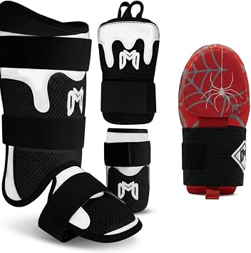 MediCaptain Black TripleGuard (Leg Guard, Hand Guard, Elbow Guard) + WebRunner Sliding Mitt Baseball Hitter Protection Bundle (Ages 13+)