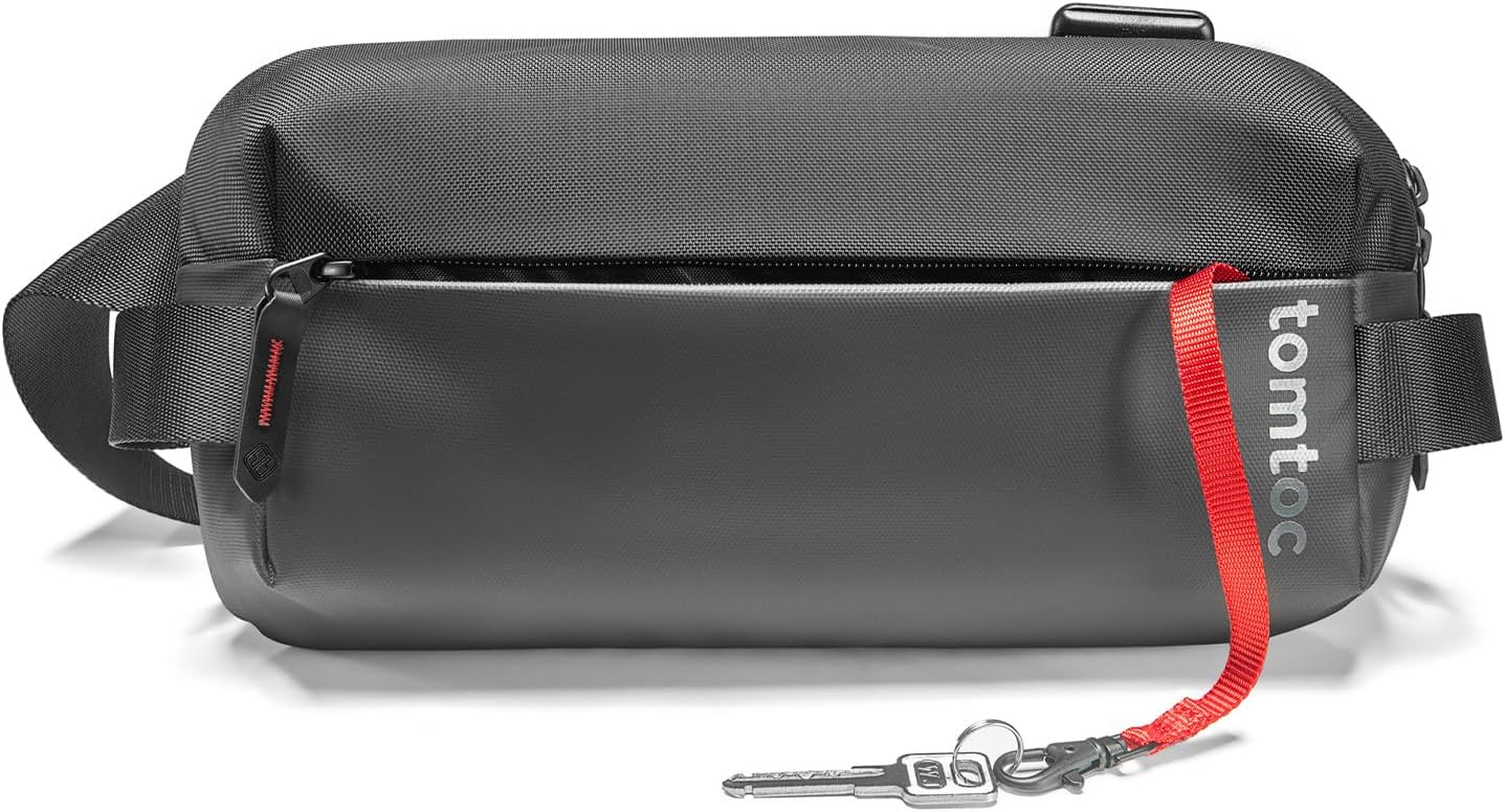 tomtoc Compact EDC Sling Bag, Minimalist Chest Shoulder Crossbody Sling Backpack for Men Women, fits Switch 2 or ipad mini 7, Lightweight Everyday Carry Bag for Tactical, Travel, Work, Sport, Black