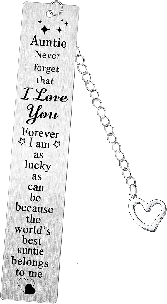 Auntie Bookmark Gifts Aunt Metal Bookmarks Keepsakes Aunt Birthday Mothers Day Gift from Nephew Niece Best Aunt Bookmark Present