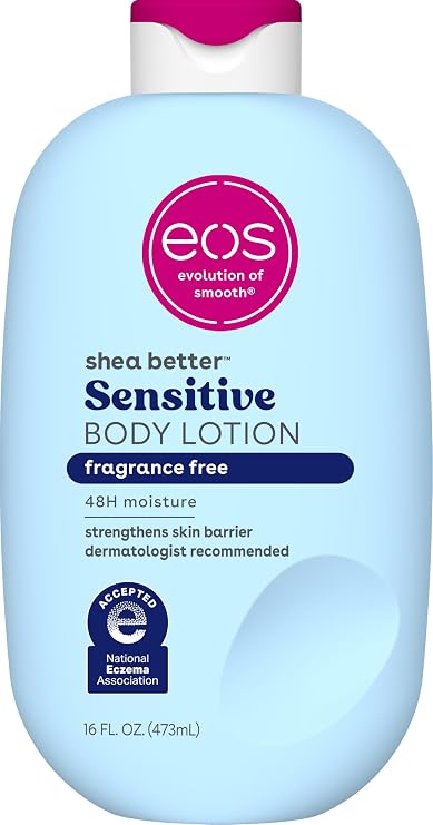 eos Shea Better Body Lotion Fragrance Free, 24-Hour Hydration Skin Care, 16 fl oz