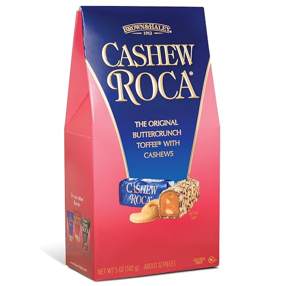 Almond Roca Stand-Up Box - 5oz Individually Wrapped Chocolate Candy Cashew - The Original Buttercrunch Toffee with Cashews - Gluten Free, Kosher, Sweets