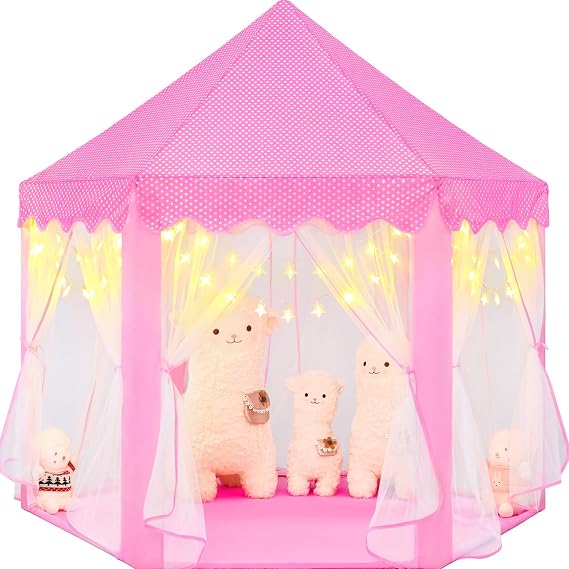 Princess Tent for Girls - Star Lit Castle Playhouse, 55x53 inch