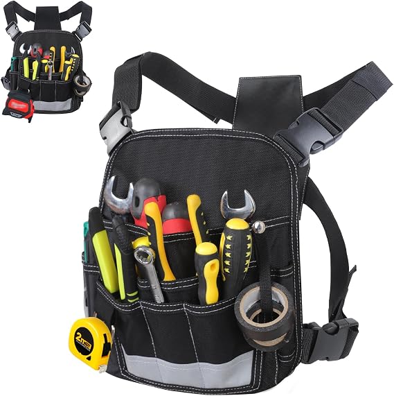 Electrician Tool Pouch Durable 13 Pockets Tool Pouch Portable Electrician Bag for Men with Adjustable Shoulder Strap Tool Chest Organizer for Technician Maintenance Carpenter Woodworker