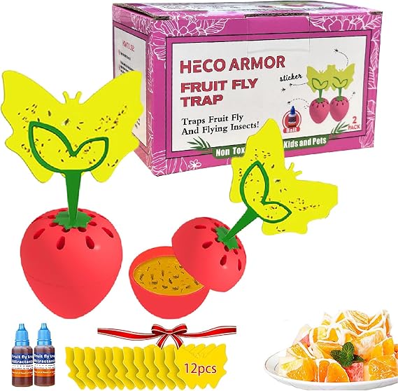 Fruit Fly Trap - Safe for Use, Effectively Solves Annoying Fruit Fly Problems, pink, sk127