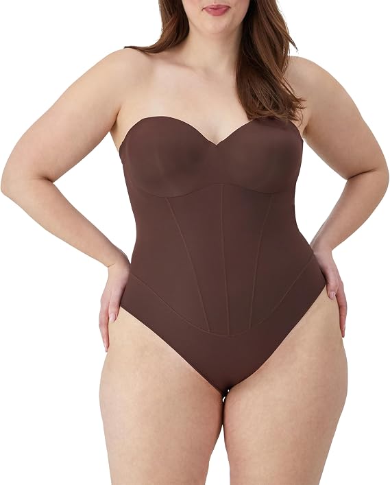 Maidenform Women's Tummy Shaping Thong Bodysuit, Multiway Thong Shaper, Firm Control
