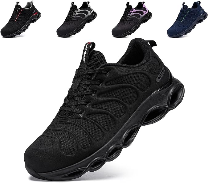 LARNMERN Lightweight Wide Steel Toe Shoes for Men Women