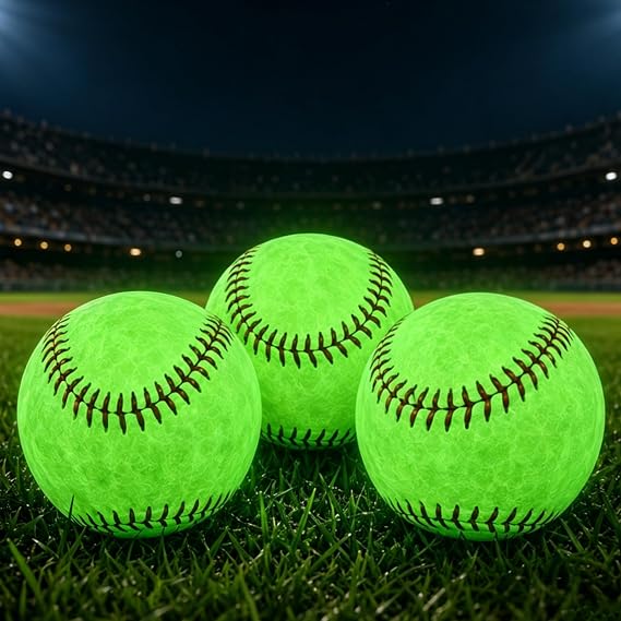 3PCS Light Up Baseball Glow in The Dark Official Size Balls
