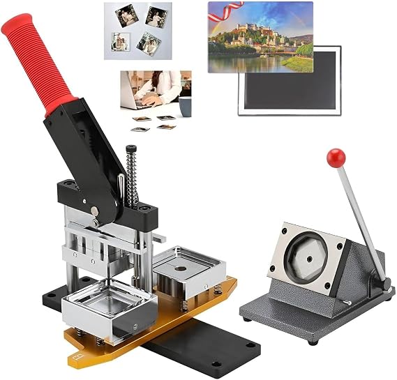 Fridge Magnet Button Badge Making, Fridge Photo Magnet Machine, 53 * 80mm/2.1 * 3.2in DIY Button Maker Machine with 1000 Sets of Consumables+ Paper Cutter,Maker+Knife+(Acrylic+Magnet)*1000