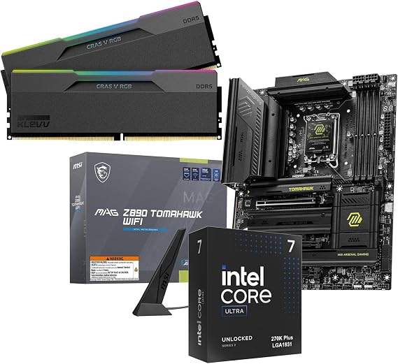 3-in-1 Combo: Intel Ultra 7 270K Plus CPU+MSI MAG Z890 Tomahawk WiFi Motherboard+Klevv 32GB DDR5