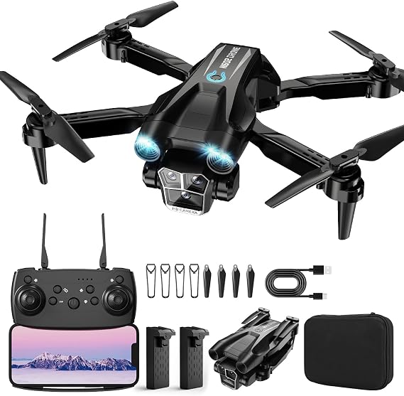 Drone with Camera 1080P HD, Mini Drone for Beginners Kids Adults, RC Quadcopter with 2 Batteries, Carrying Case, Stable Hover, Trajectory Flight, Gravity Control, One Key Take Off/Land, Grey